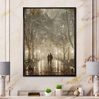 Couple Walking Night Lights  Canvas Print