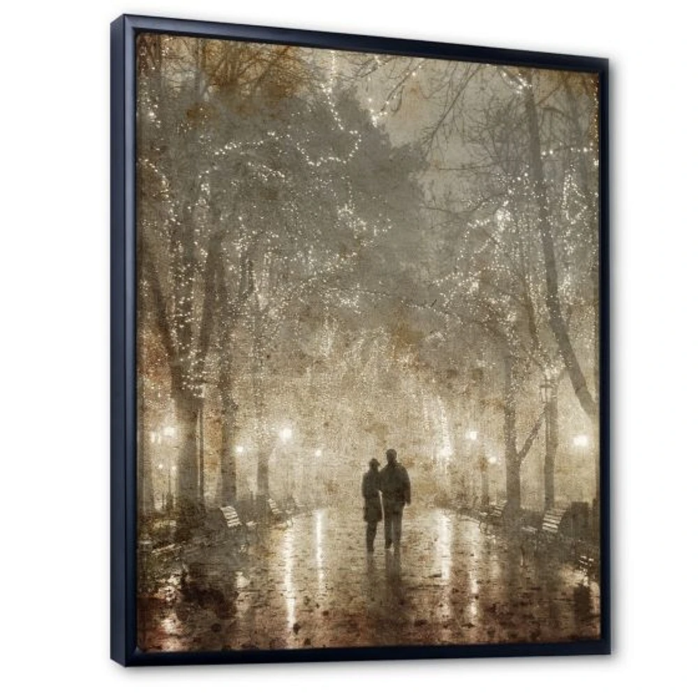 Toile imprimée « Couple Walking Night Lights »