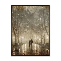 Couple Walking Night Lights  Canvas Print