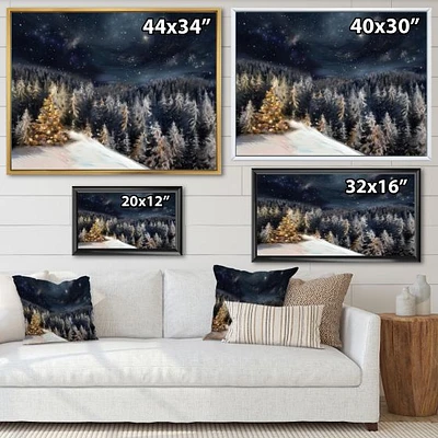 Night Forest Christmas Tree  Wall Art