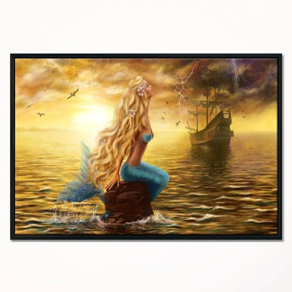 Sea Mermaid with Ghost Ship  Wall Art