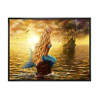 Sea Mermaid with Ghost Ship  Wall Art