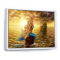 Sea Mermaid with Ghost Ship  Wall Art