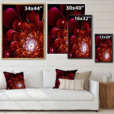 Fractal Red and Yellow Flower  Wall Art