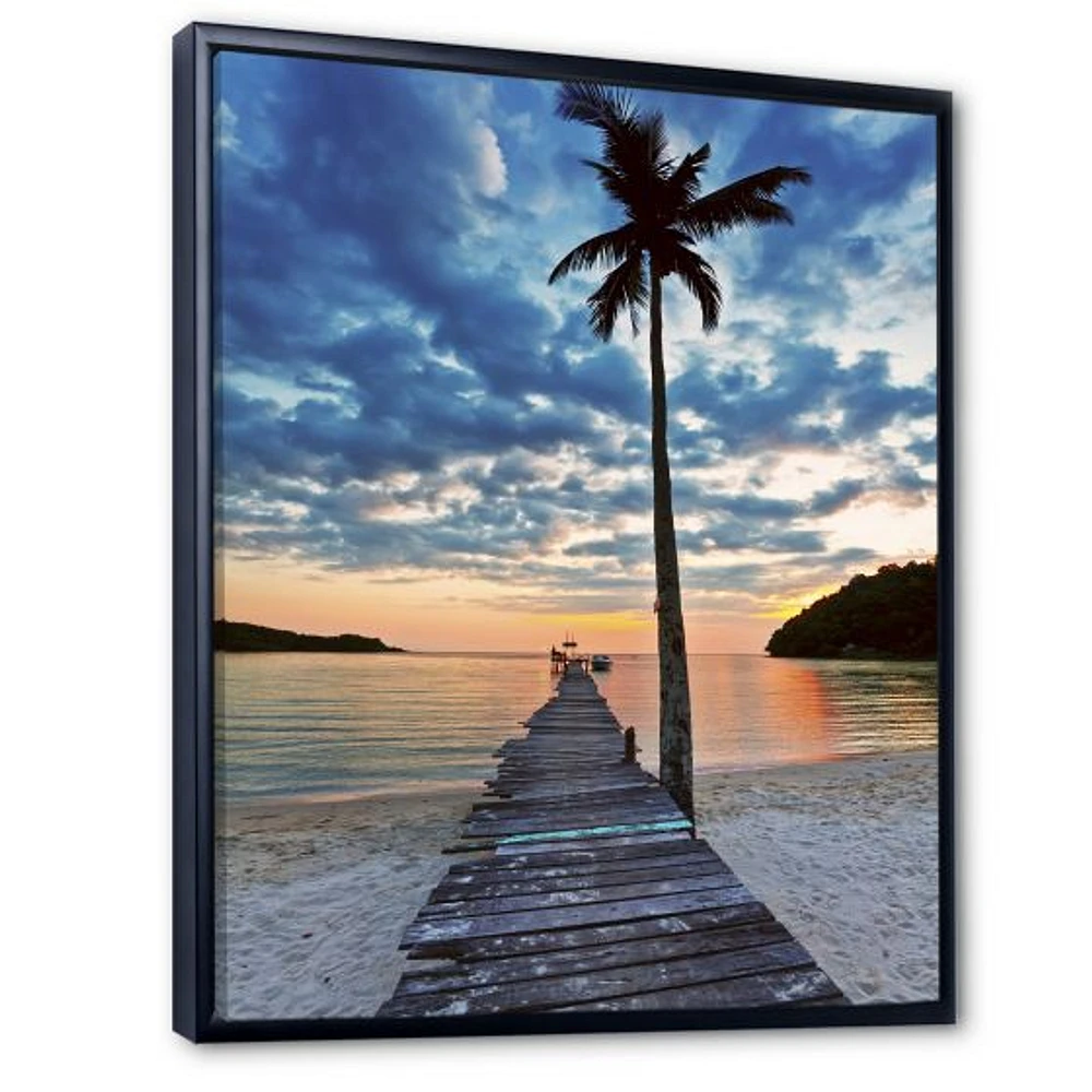 Wooden Pier and Palm Tree  Wall Art