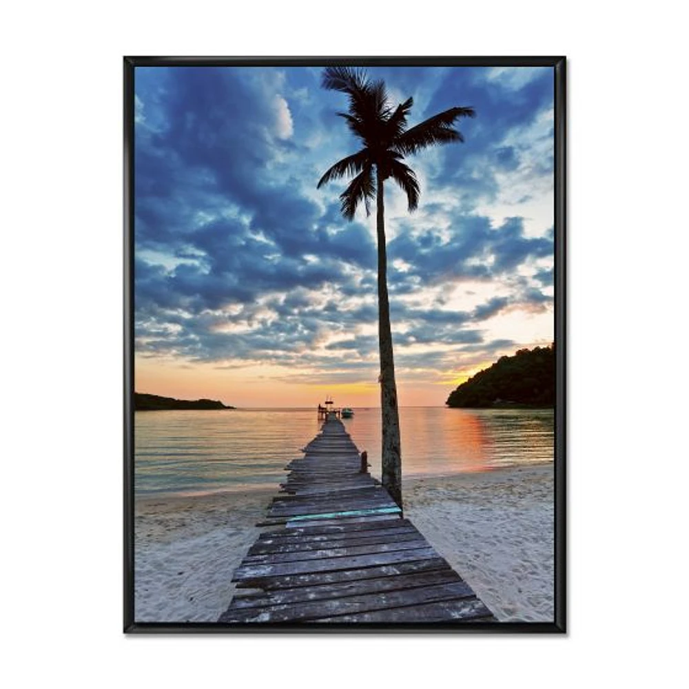 Wooden Pier and Palm Tree  Wall Art