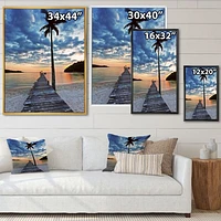 Wooden Pier and Palm Tree  Wall Art