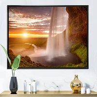 Seljalandsfoss Waterfall at Sunset  Wall Art canvas