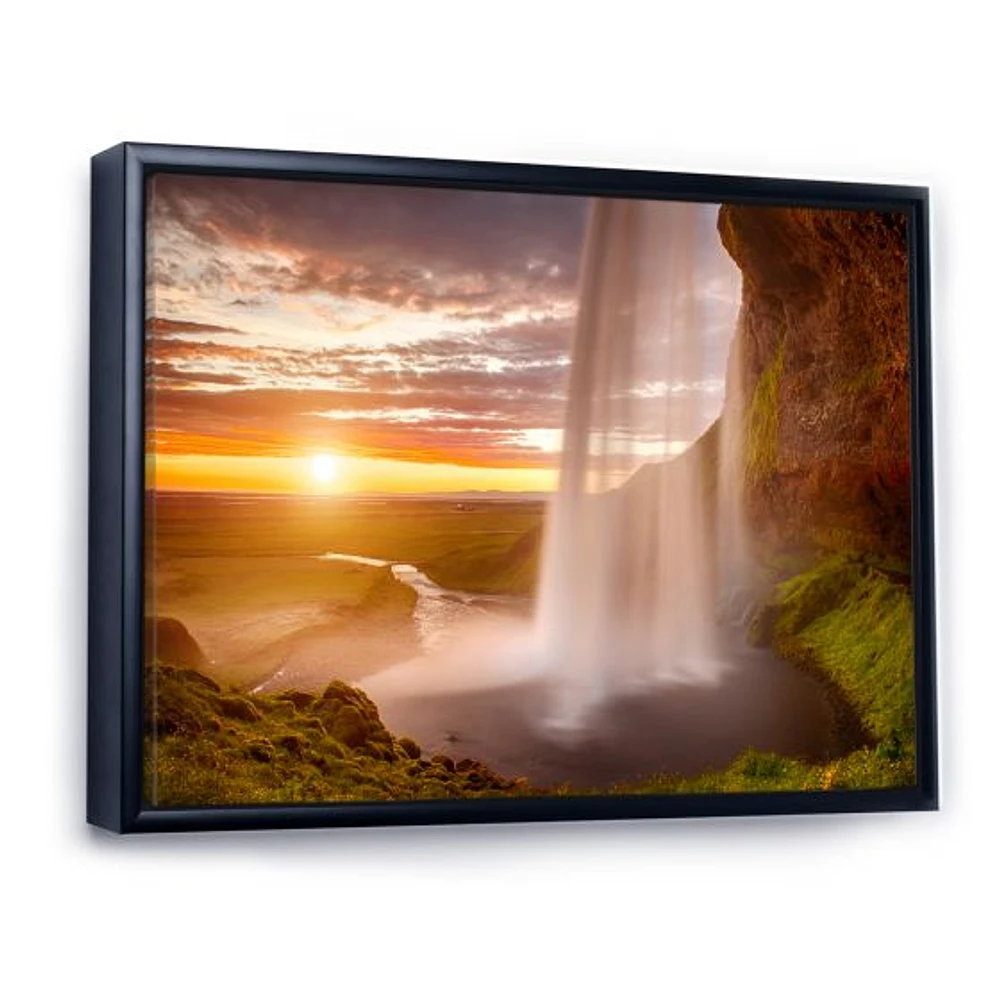 Seljalandsfoss Waterfall at Sunset  Wall Art canvas