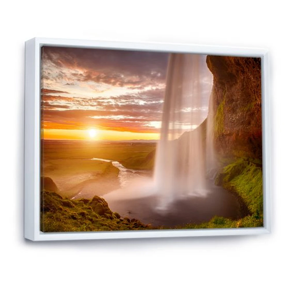 Seljalandsfoss Waterfall at Sunset  Wall Art canvas