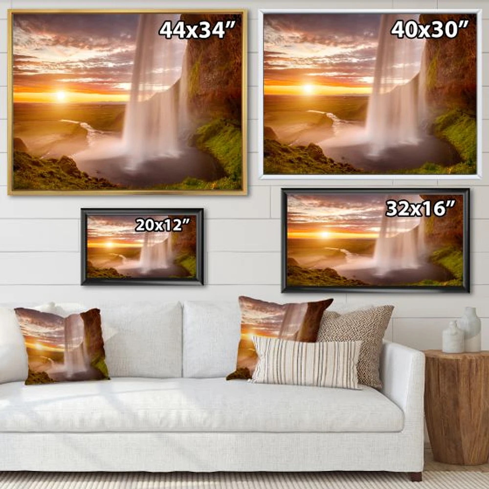 Seljalandsfoss Waterfall at Sunset  Wall Art canvas