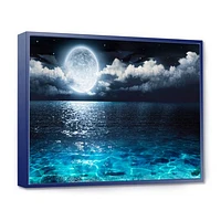 Romantic Full Moon Over Sea  Canvas Art Print