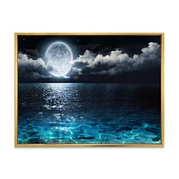 Romantic Full Moon Over Sea  Canvas Art Print