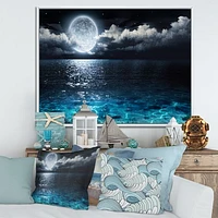 Romantic Full Moon Over Sea  Canvas Art Print