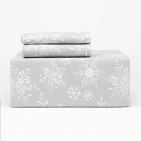Frosty Snowflakes Ensemble de draps en flannelle