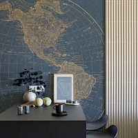 Gold Western Hemisphere Wallpaper Mural