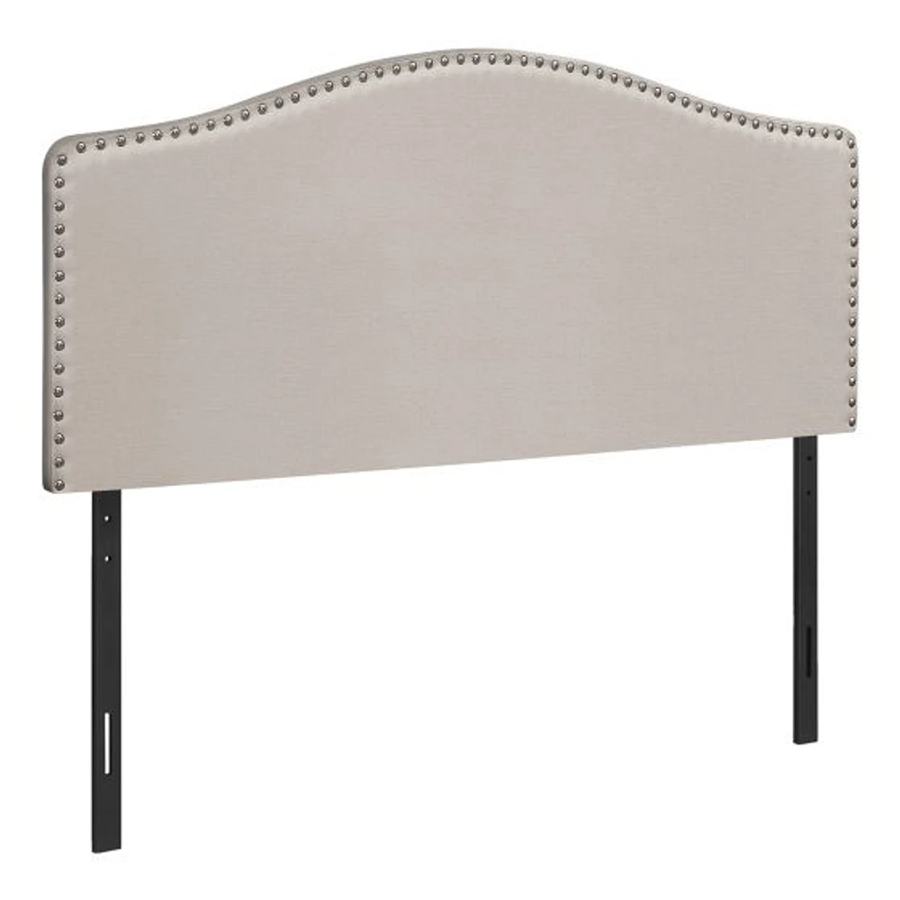 Upholstered Headboard with Antique Brass-Finish Nailheads
