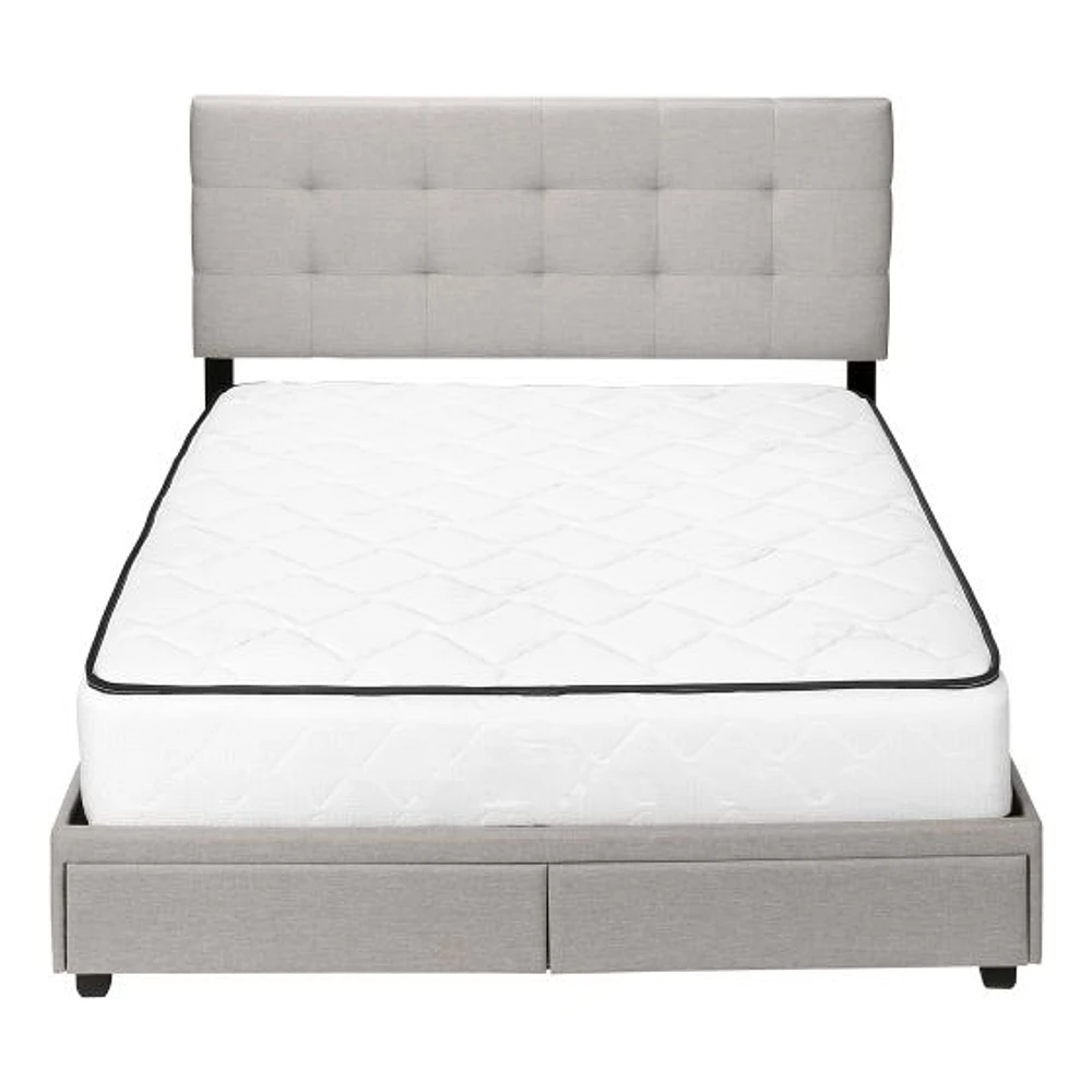Upholstered Platform Bed with Storage Drawers - Queen
