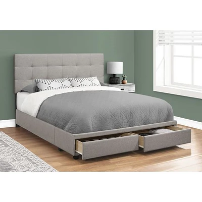 Upholstered Platform Bed with Storage Drawers - Queen