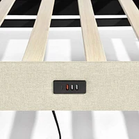 Upholstered Foothill Platform Bed with LED Light and USB Ports by Maison Classique