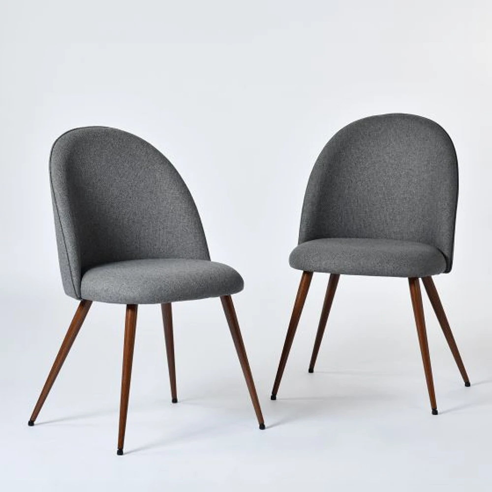 Set of 2 Modern Dining Chairs with Walnut Legs