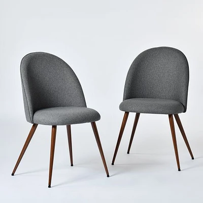Set of 2 Modern Dining Chairs with Walnut Legs