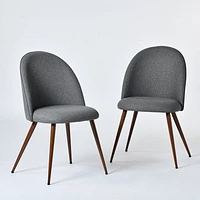 Set of 2 Modern Dining Chairs with Walnut Legs