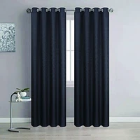 Faux Linen Room Darkening Grommet Curtain