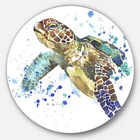 Blue Sea Turtle Metal Wall Art