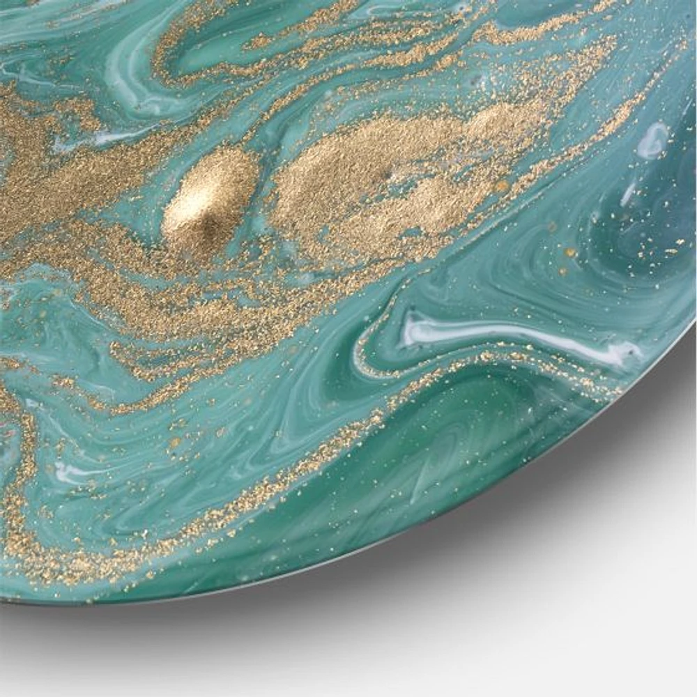 Art mural en métal « Nature Green and Gold Marble »