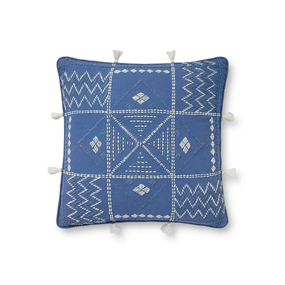 Coussin November par Loloi - Bleu et Ivoire