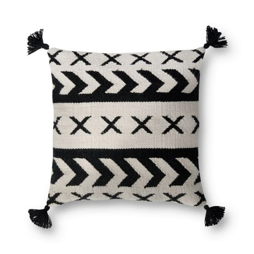 Coussin Freja par Loloi - Noir et Ivoire