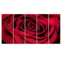 Red Rose Petals with Rain Droplets  Canvas Art Print