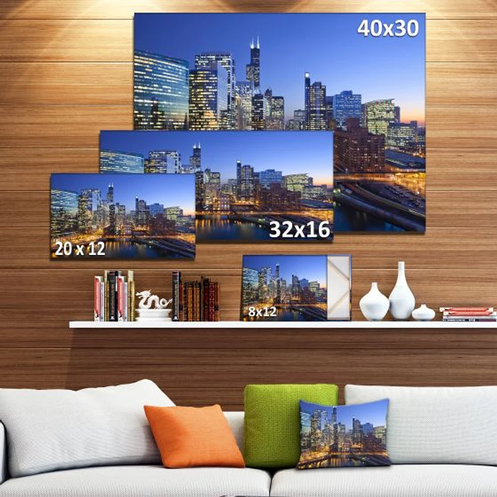 Chicago River with Bridges at Sunset  Wall Art