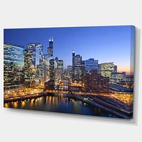 Chicago River with Bridges at Sunset  Wall Art