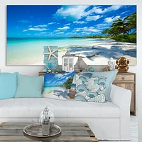 Tropical Beach with Palm Shadows  Canvas Print