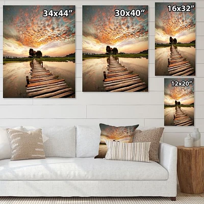 Makeshift Wooden Pier Over River  Canvas Wall Art