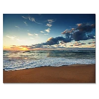 Sunrise and Glowing Waves Ocean  Canvas Wall Art