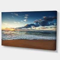 Sunrise and Glowing Waves Ocean  Canvas Wall Art