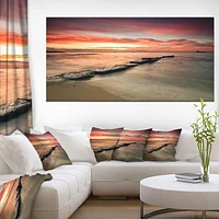 Wonderful Sunrise on Black Ocean  Wall Art