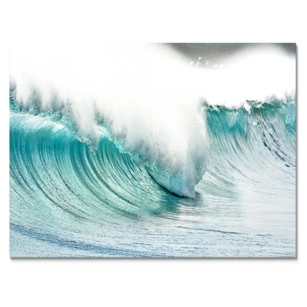 Massive Blue Waves Breaking Beach Art Canvas