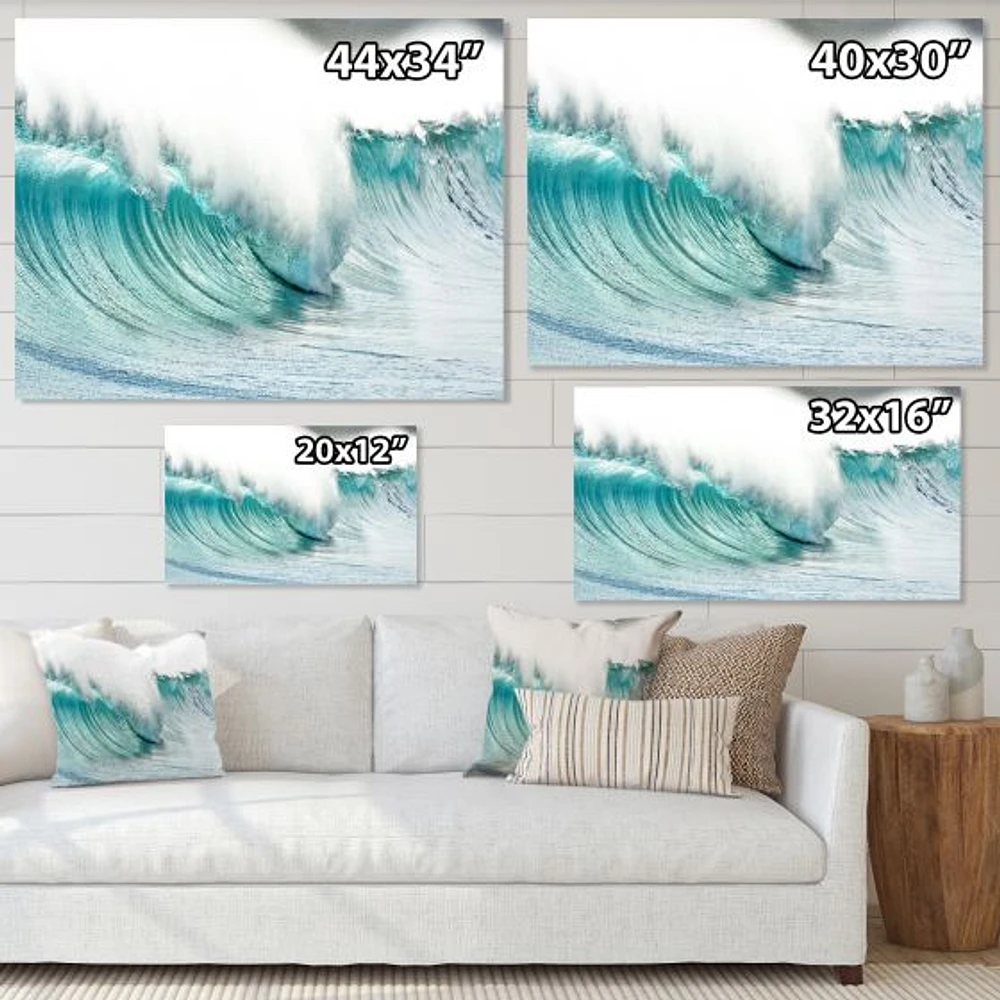 Massive Blue Waves Breaking Beach Art Canvas