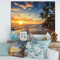 Paradise Tropical Island Beach with Palms  Art Canvas