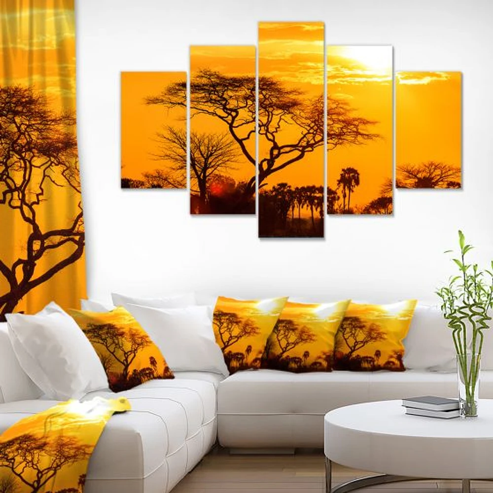 Orange Glow of African Sunset Canvas Wall Art Panels