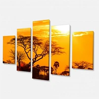 Orange Glow of African Sunset Canvas Wall Art Panels