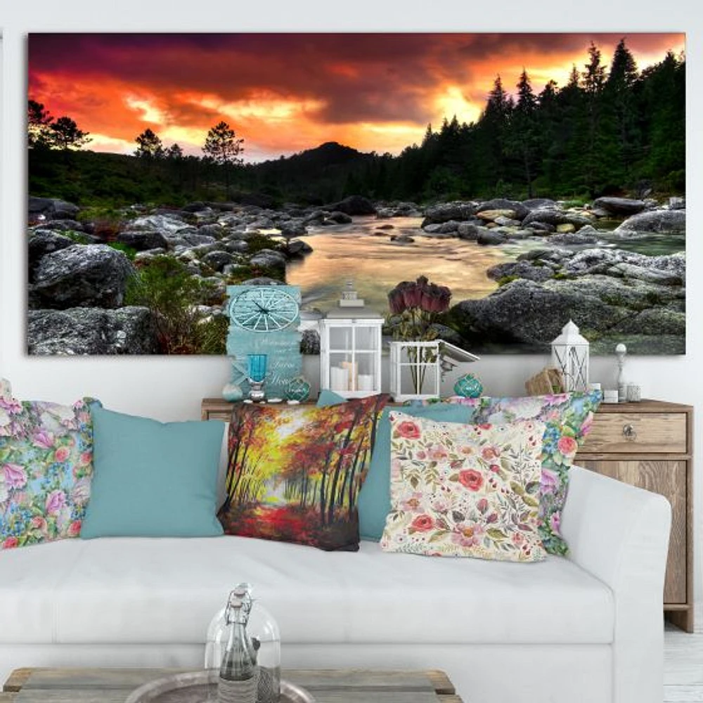 Rocky Mountain River at Sunset  Wall Art