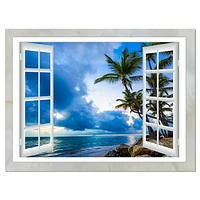 Window Open to Cloudy Blue Sky  Wall Art