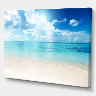 Sand of Beach Blue Caribbean Sea  Canvas Wall Art Print