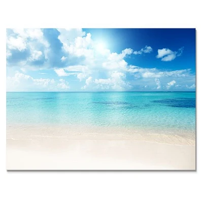 Sand of Beach Blue Caribbean Sea  Canvas Wall Art Print