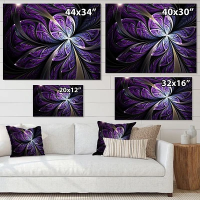 Glittering Purple Fractal Flower  Canvas Art Print